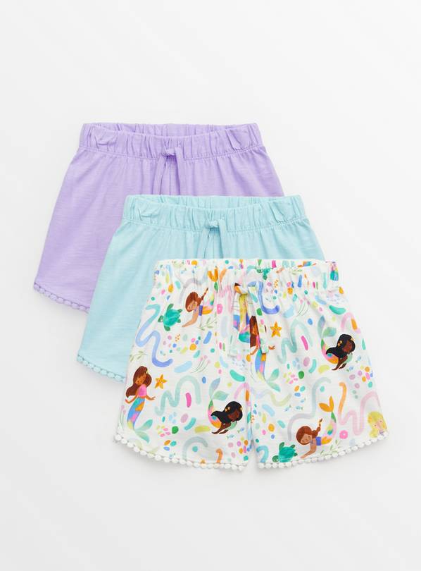 Pastel Mermaid Shorts 3 Pack 1-2 years